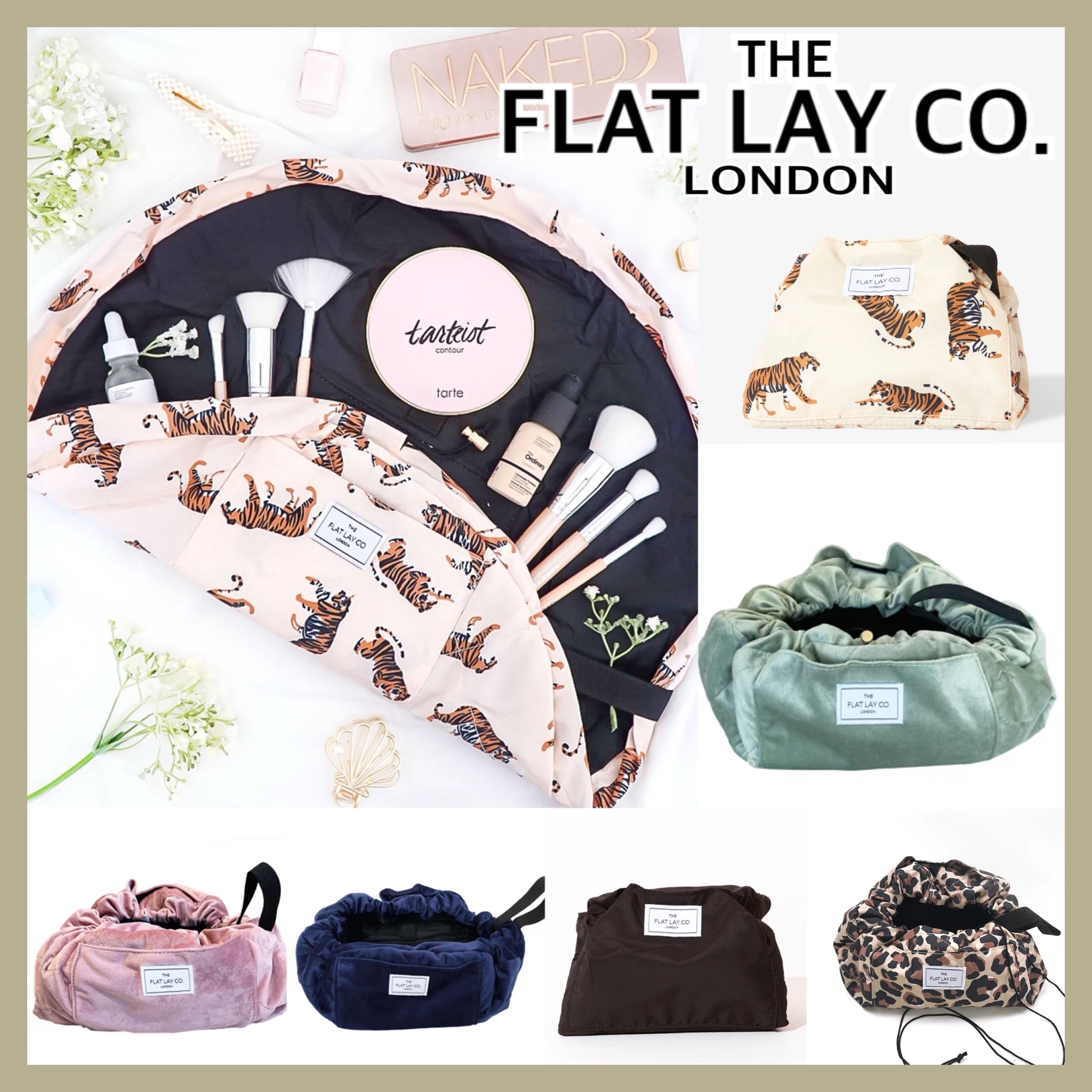 関税込【Flat Lay Co. 】オープン フラット メイクポーチ《6色》