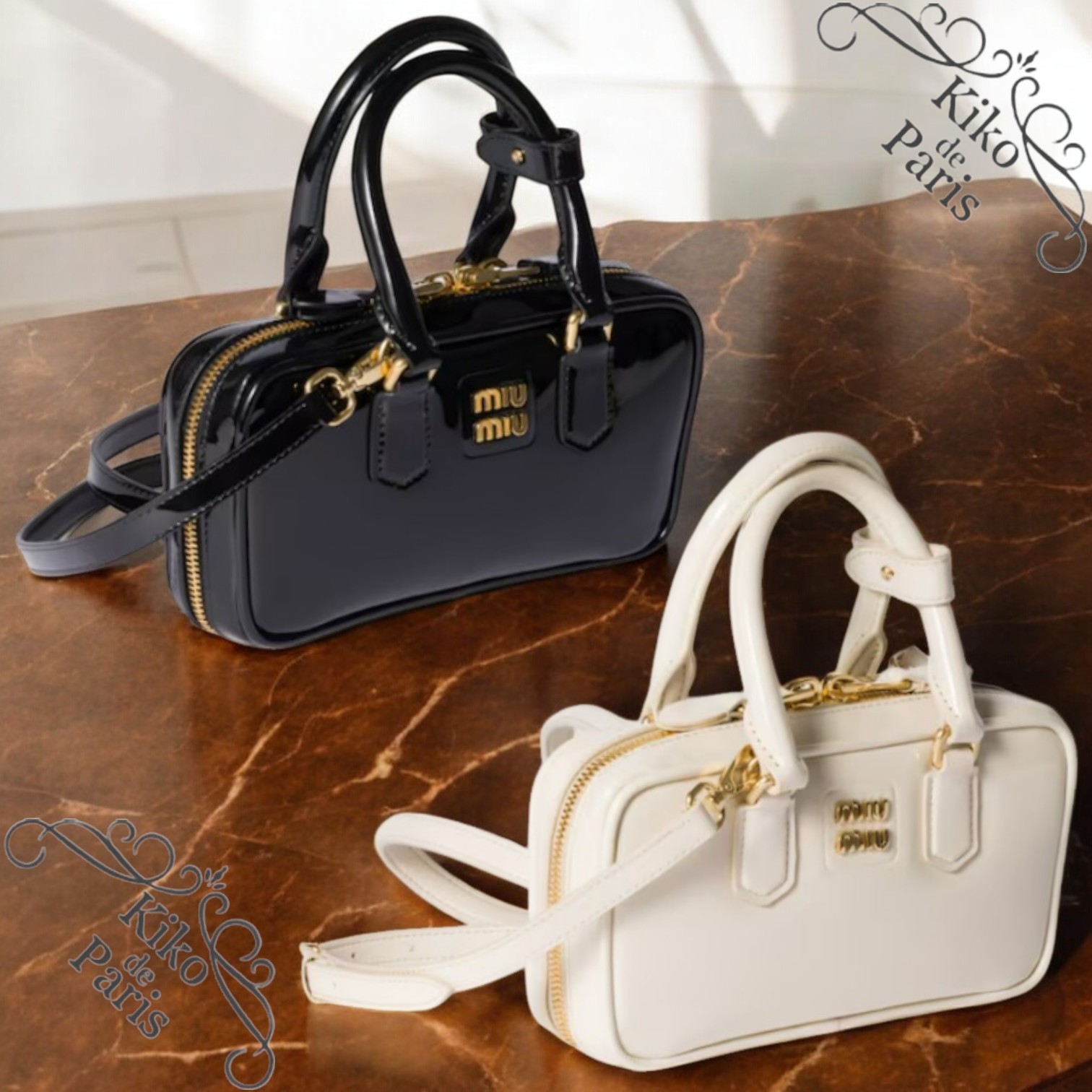 Miumiu 直営店より アルカディ パテントレザー ミニバッグ 2色