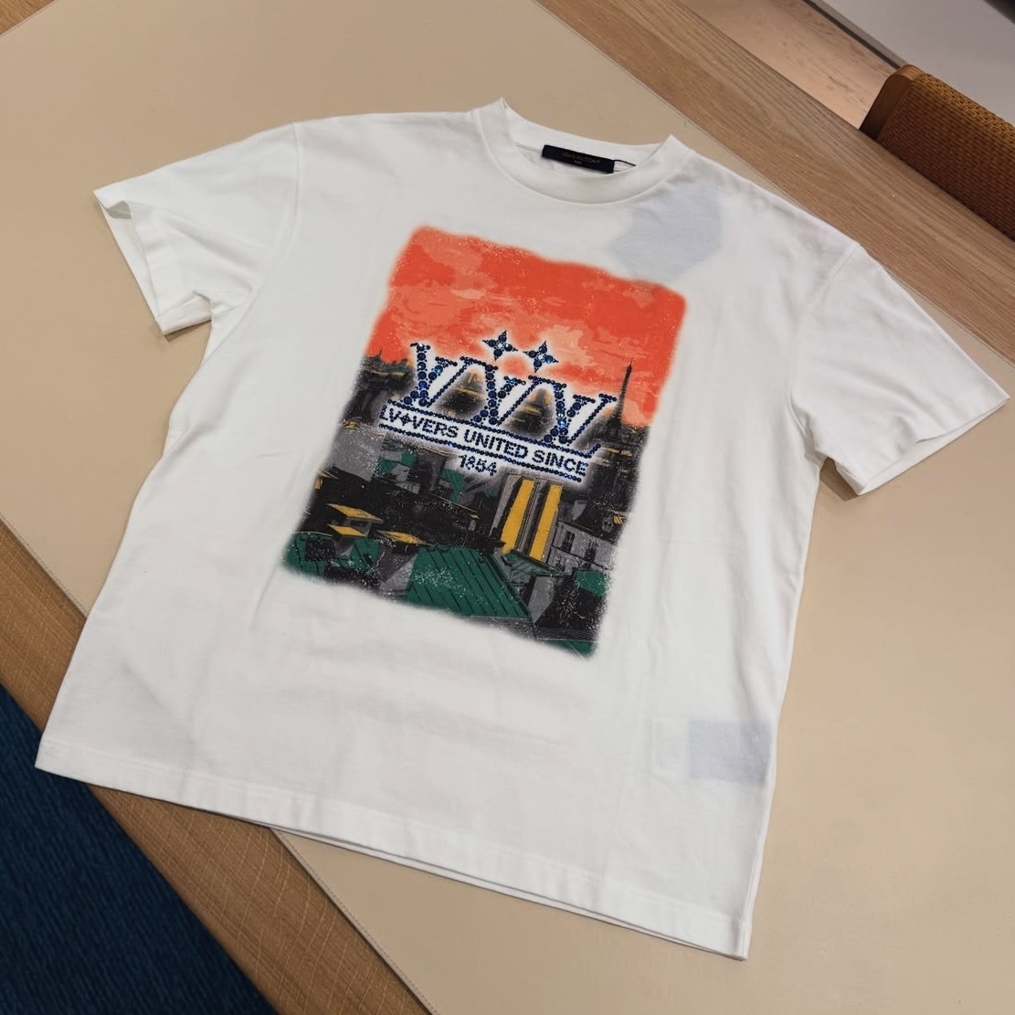 【ブルーのストラスがお洒落☆】ルイヴィトン Tシャツ 半袖