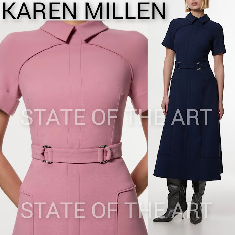 【Karen Millen】タブディテール フルスカート ミディドレス