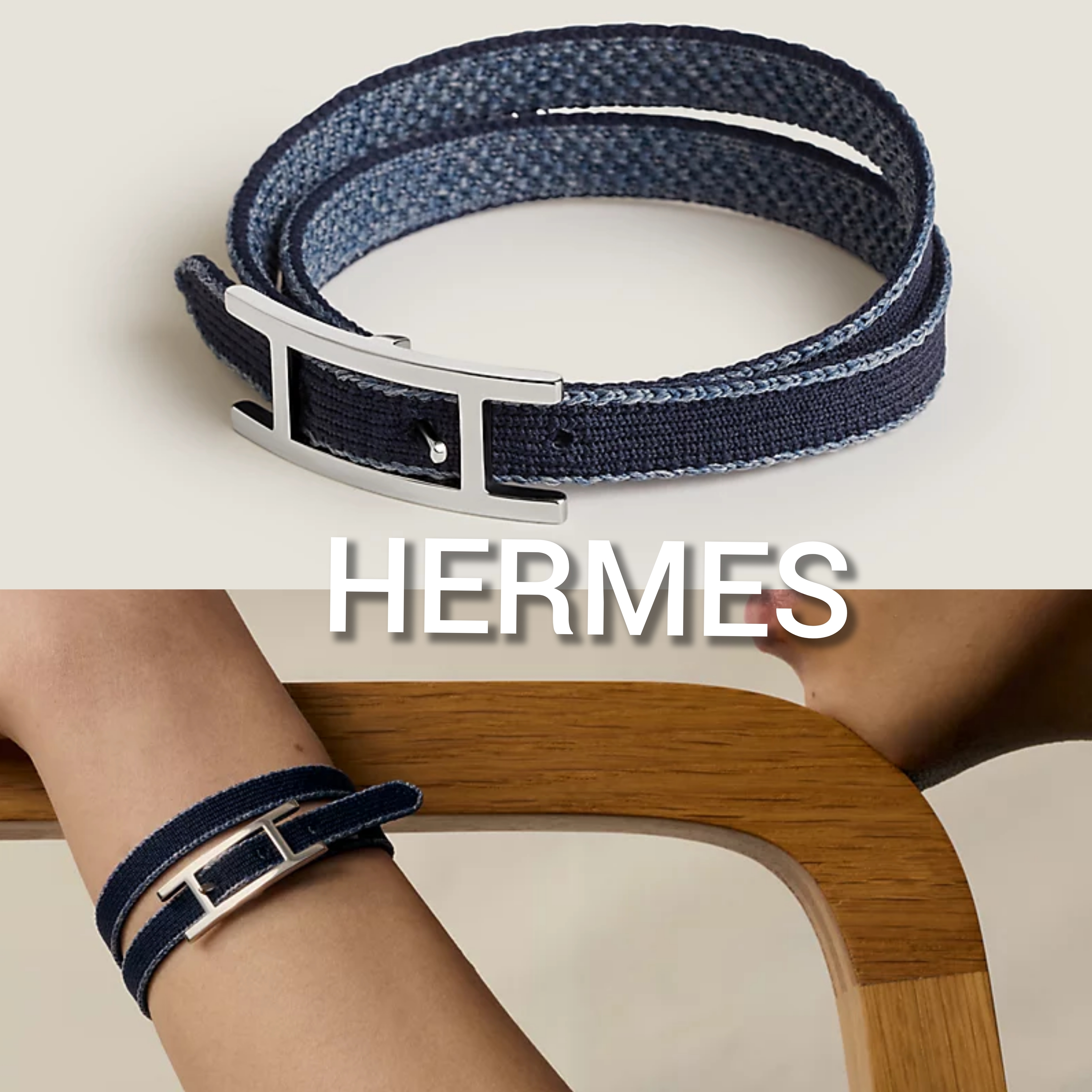 【残りわずか★】HERMES ブレスレット メッシュ ダブル Blue