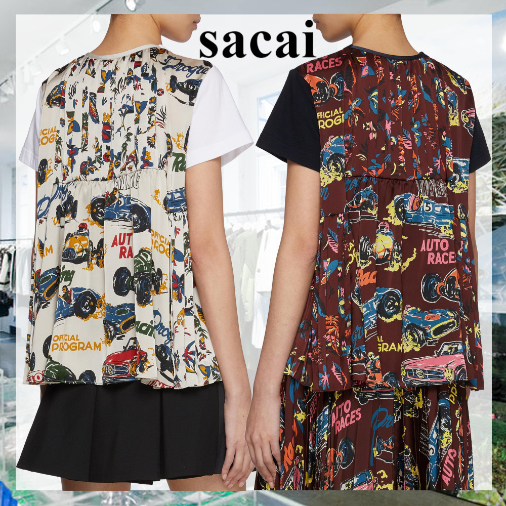 【sacai】Pleated Contrast Back T-Shirt