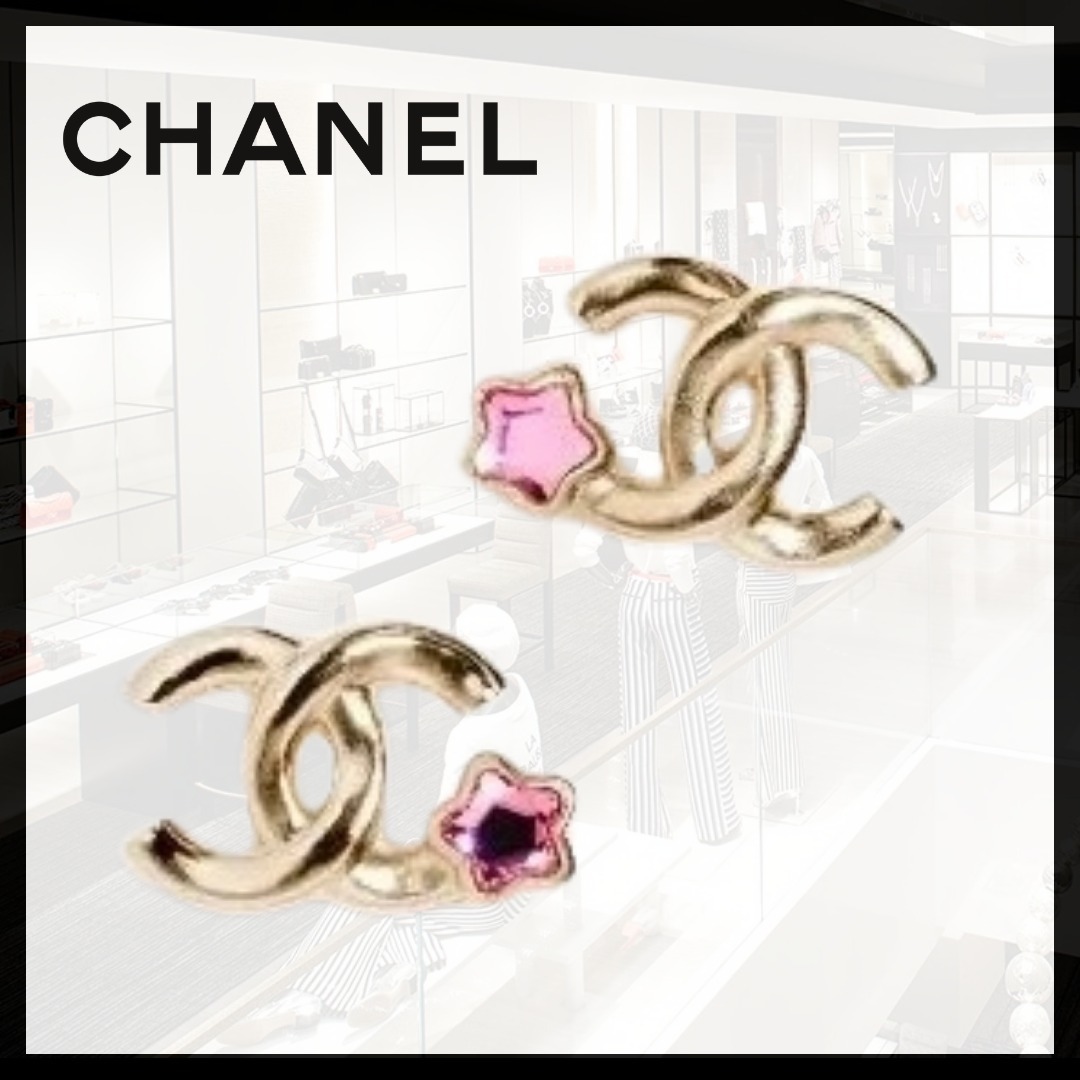 【耳元可愛くエレガントに】CHANEL ピンクスター CCロゴ ピアス