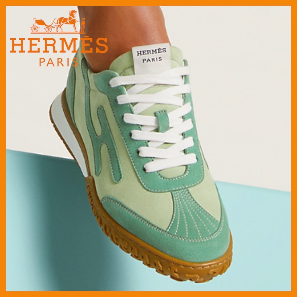 【さわやかなグリーンカラー♪】HERMES スニーカー
