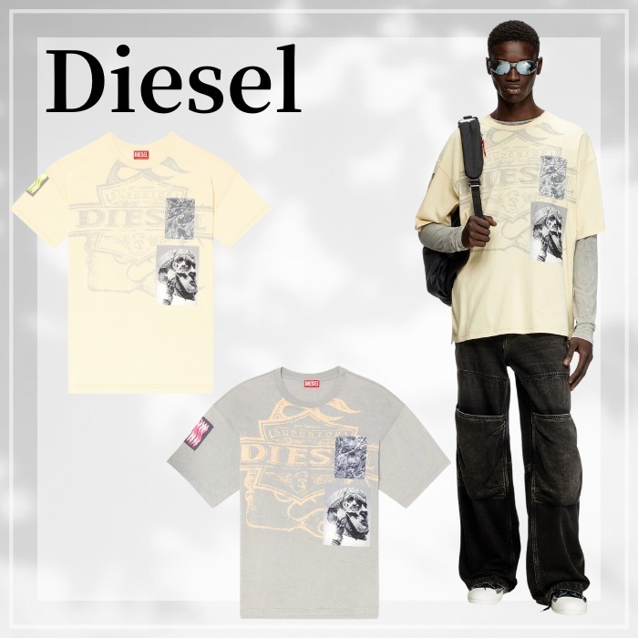 DIESEL t-boxt-slits-r8 オーガニック コットン ロゴ コットン