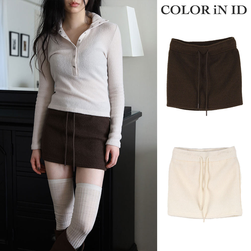 【COLOR iN ID】Back pocket knit mini skirt