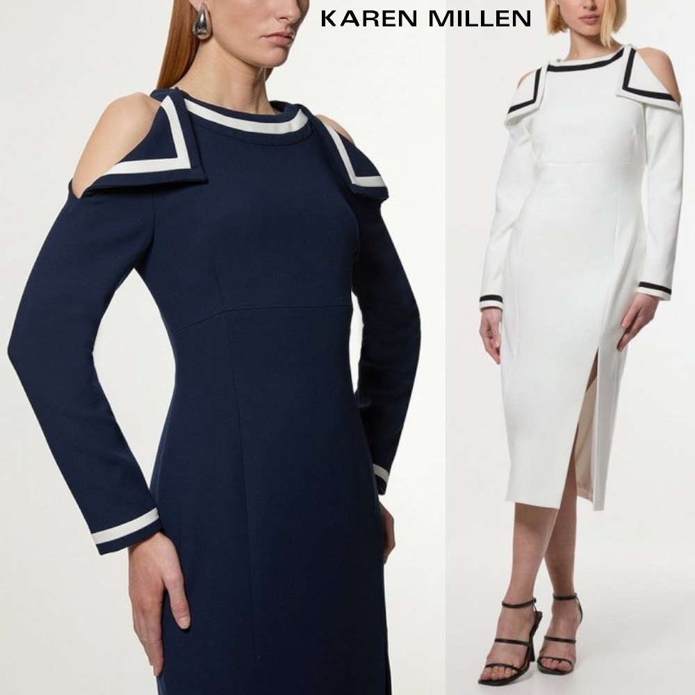 【KAREN MILLEN】コンパクト ストレッチ テーラード ミディ