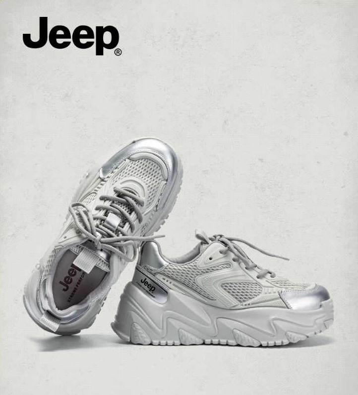 Jeep★シルバー厚底ダディーシューズ 増高スニーカー お得
