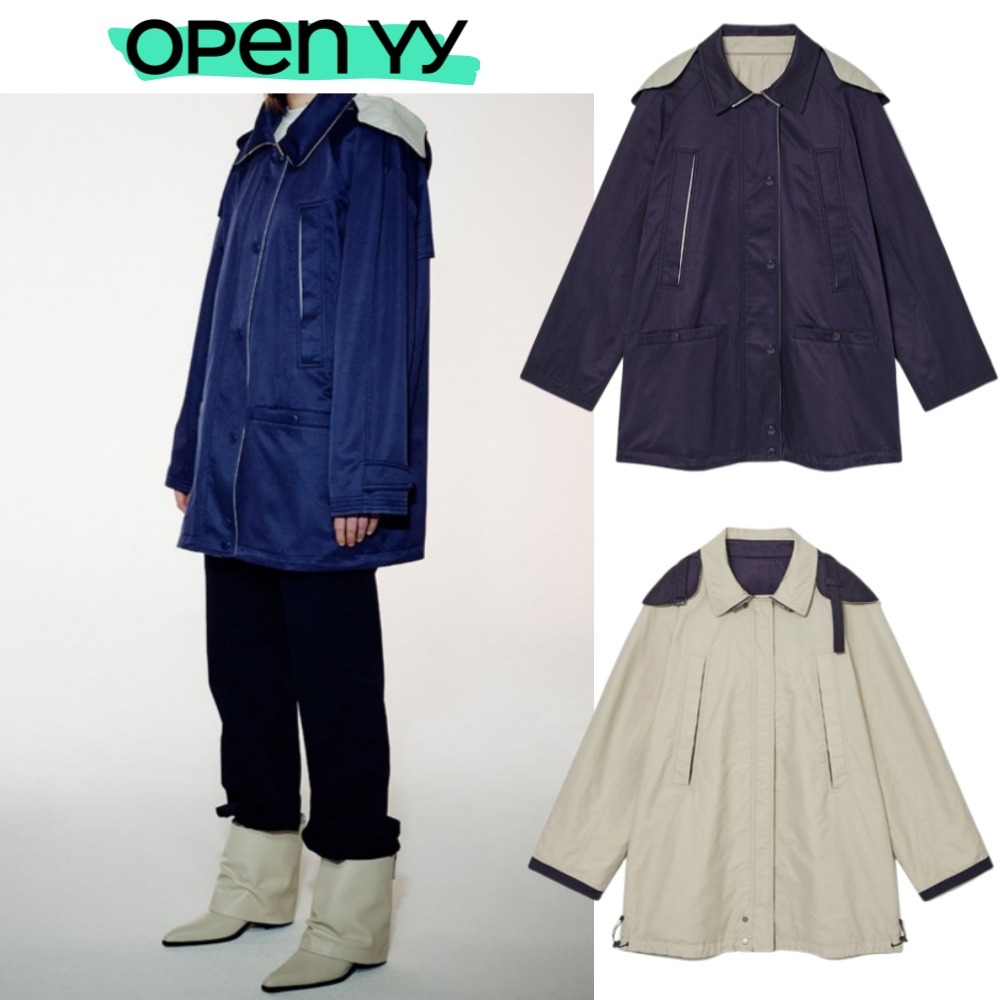ジャケット [OPEN YY] DETACHABLE HOODED REVERSIBLE TRENCH JACKET