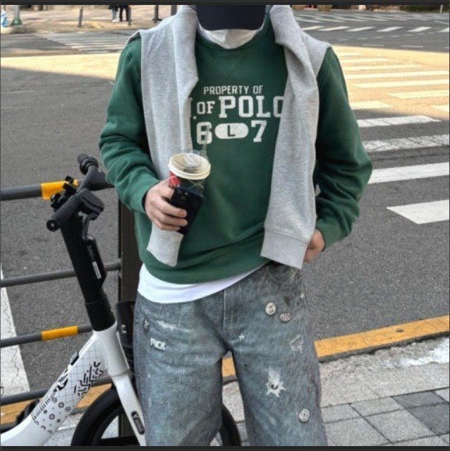 韓国人気 [ラルフローレン] フリース ロゴTシャツ スウェット
