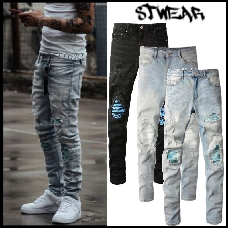 ☆関税/送料込み☆【stwear】UKドリル ダメージデニム