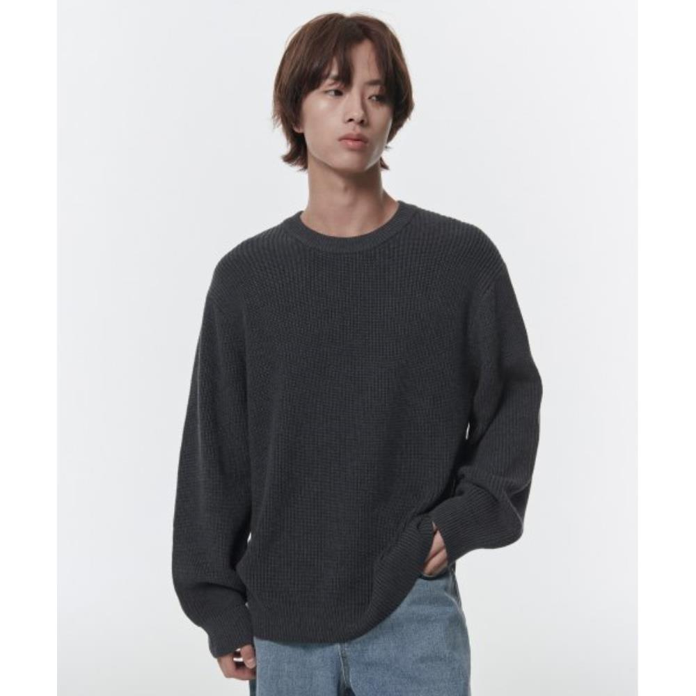 ニット・セーター *MUSINSA STANDARD* Cotton ribbed crew neck knit medium gray