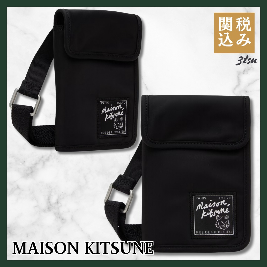 MAISON KITSUNE★The Traveller ネックポーチ クロスボディ 黒