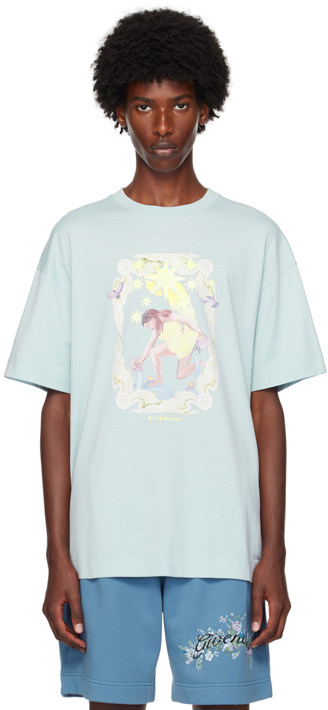 【関税込み】Givenchy ブルー プリントTシャツ