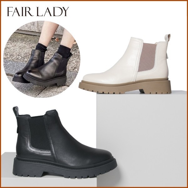 Fair Lady◆合わせやすい シンプル本革チェルシーブーツ