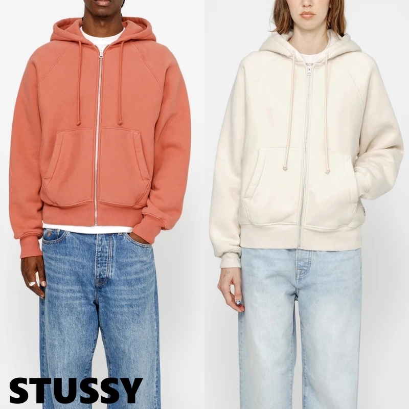 Stussy☆フリース ラグラン ジップ フーディー