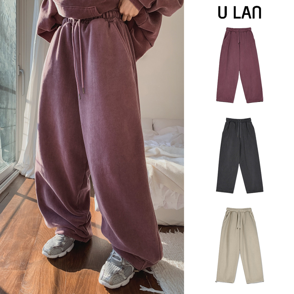 【U LAN】Daisy Patch Brushed Pigment Snap Training Pants