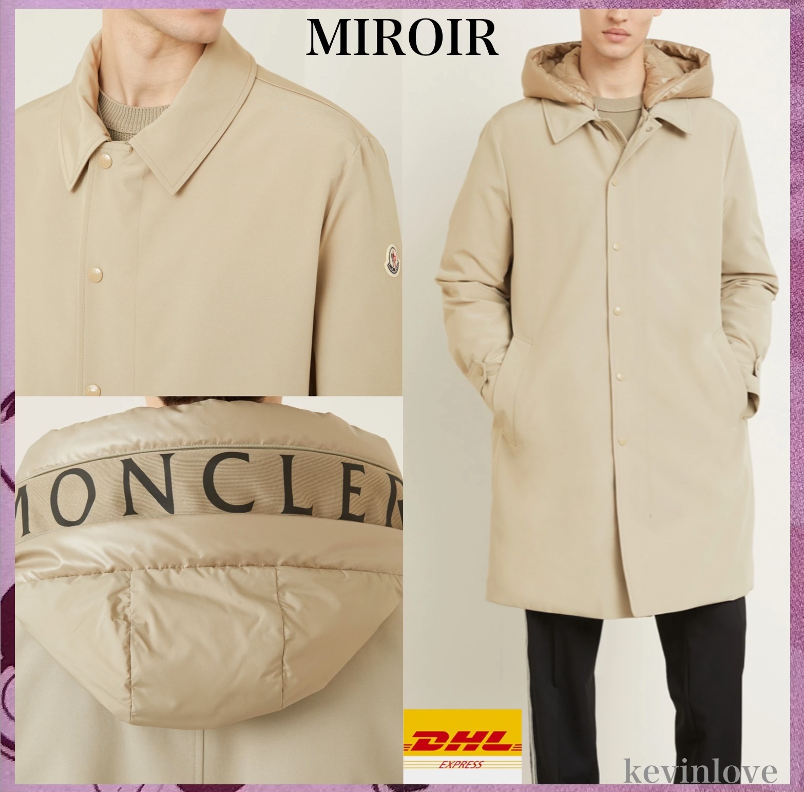 追跡送料込 MONCLER 取り外し可能なフード付ダウンコート MIROIR