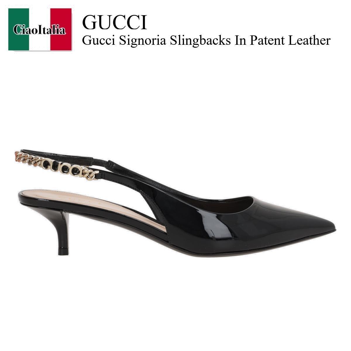 サンダル・ミュール Gucci Gucci Signoria Slingbacks In Patent Leather