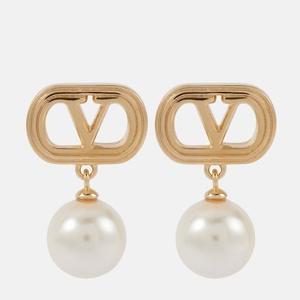 VALENTINO Vロゴ フェイクパール イヤリング