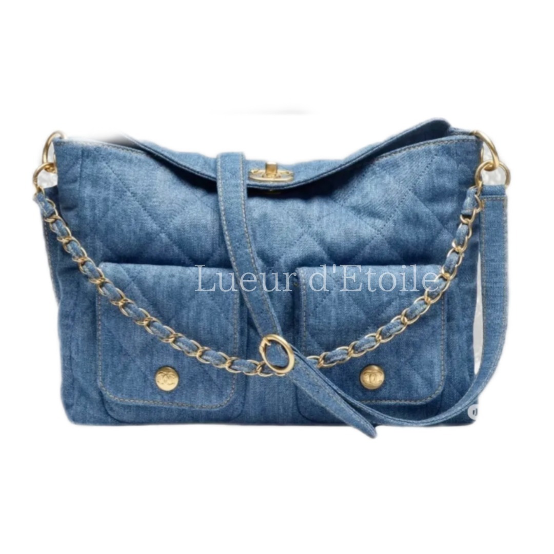 しっかり収納☆】CHANEL デニム ホーボーバッグ (CHANEL/トート