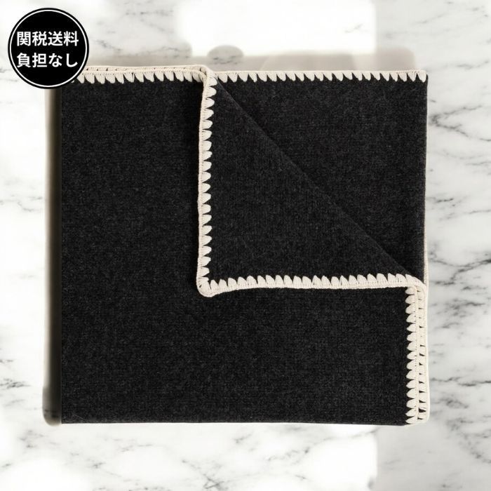 TOTEME 刺繍入り ウール/カシミア マフラー Black 関税送料込