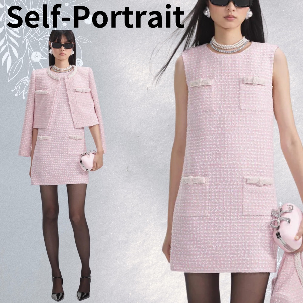 【関税込】Self-Portrait ★上品 ピンクミニドレス