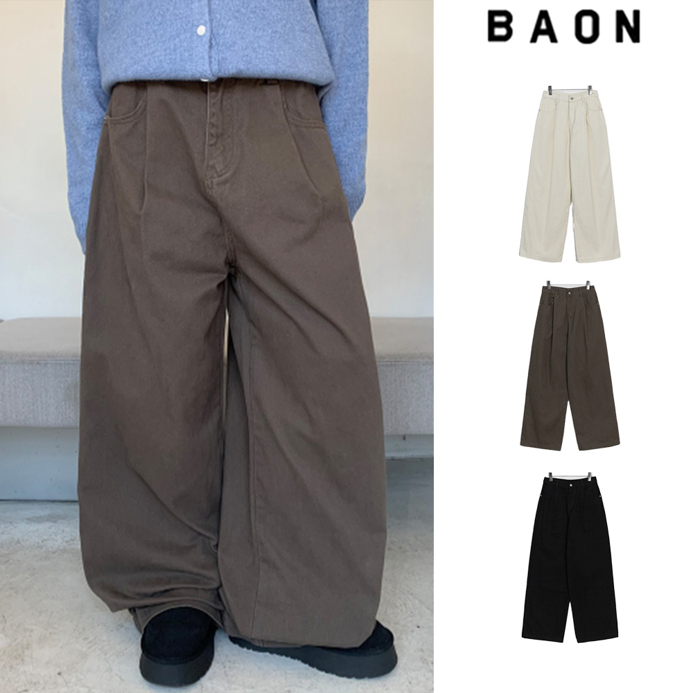 【BAON】Tomoru Pintuck Cotton Wide Pants