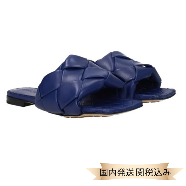 国内発送【BOTTEGA VENETA】リド フラットサンダル ブルー