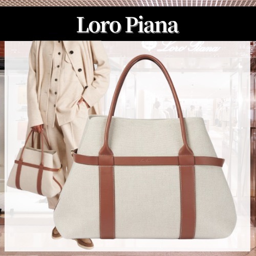25SS Loro Piana◆ギエラ Ghiera ラージ キャンバストートバッグ