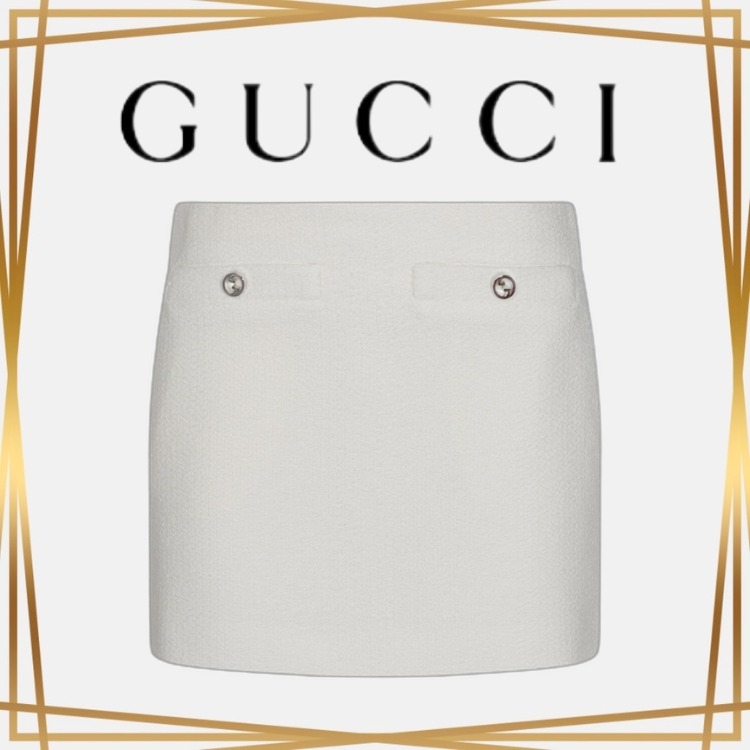 関税送料無料 GUCCI ブークレミニスカート