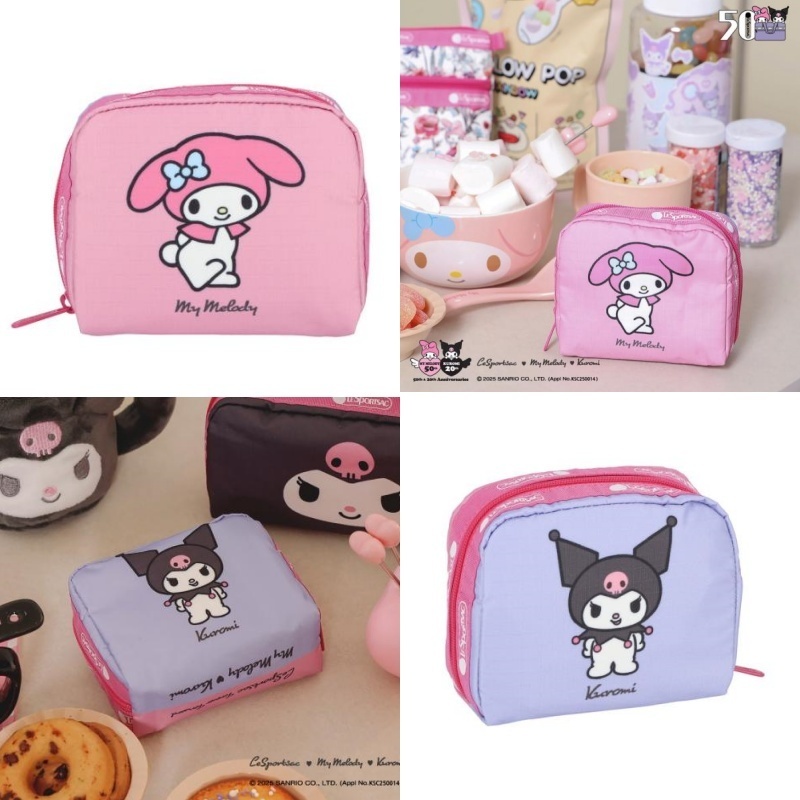 ポーチ [LesportsacxMY MELODY KUROMI] SQUARE COSMETIC POUCH