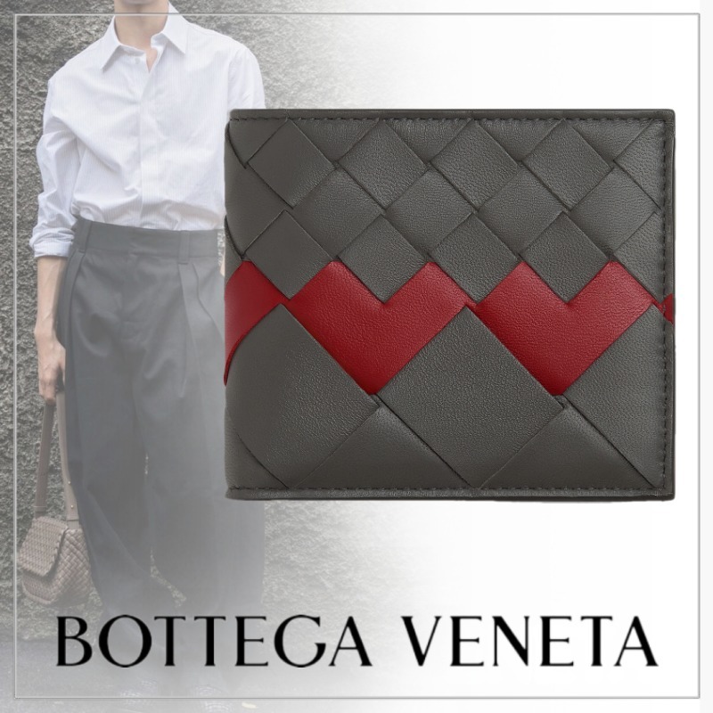 BOTTEGA VENETA◆レザー イントレチャート 2つ折り財布 ハート