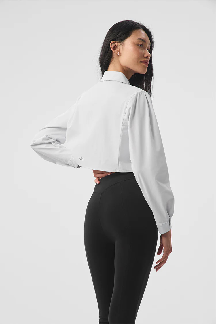 関税・送料込み!【国内発送】ALO YOGA cropped ジャージ 関税送料込み☆Alo Yoga クロップド アウト ボタンアップ シャツ