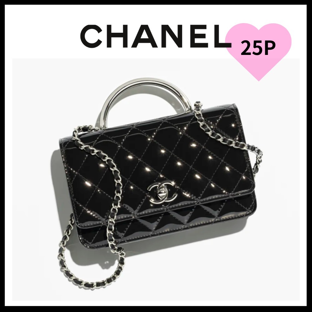 25P ハンドルがクール! エナメル【CHANEL】チェーンウォレット