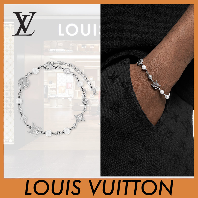 Louis Vuitton すぐ届く ブレスレット・LV パール シルバー 送込