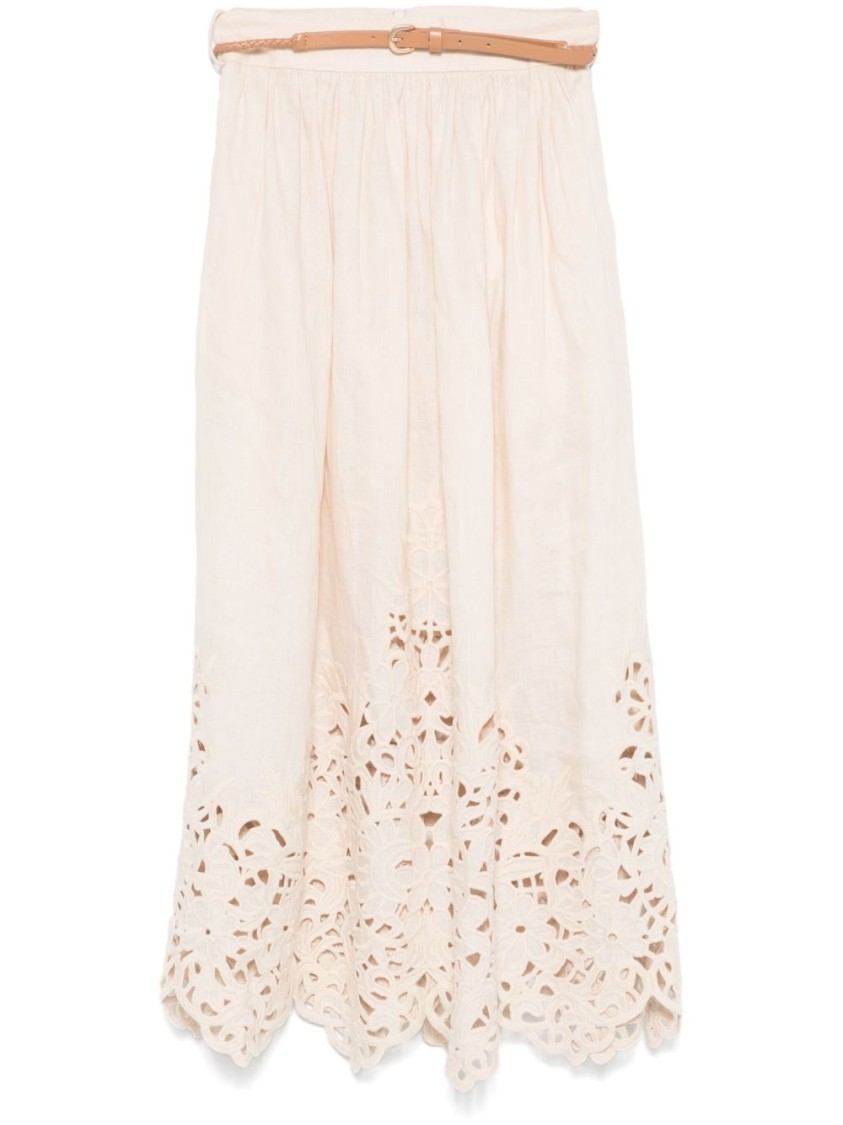 スカート Zimmermann Light Beige Wylie Midi Skirt