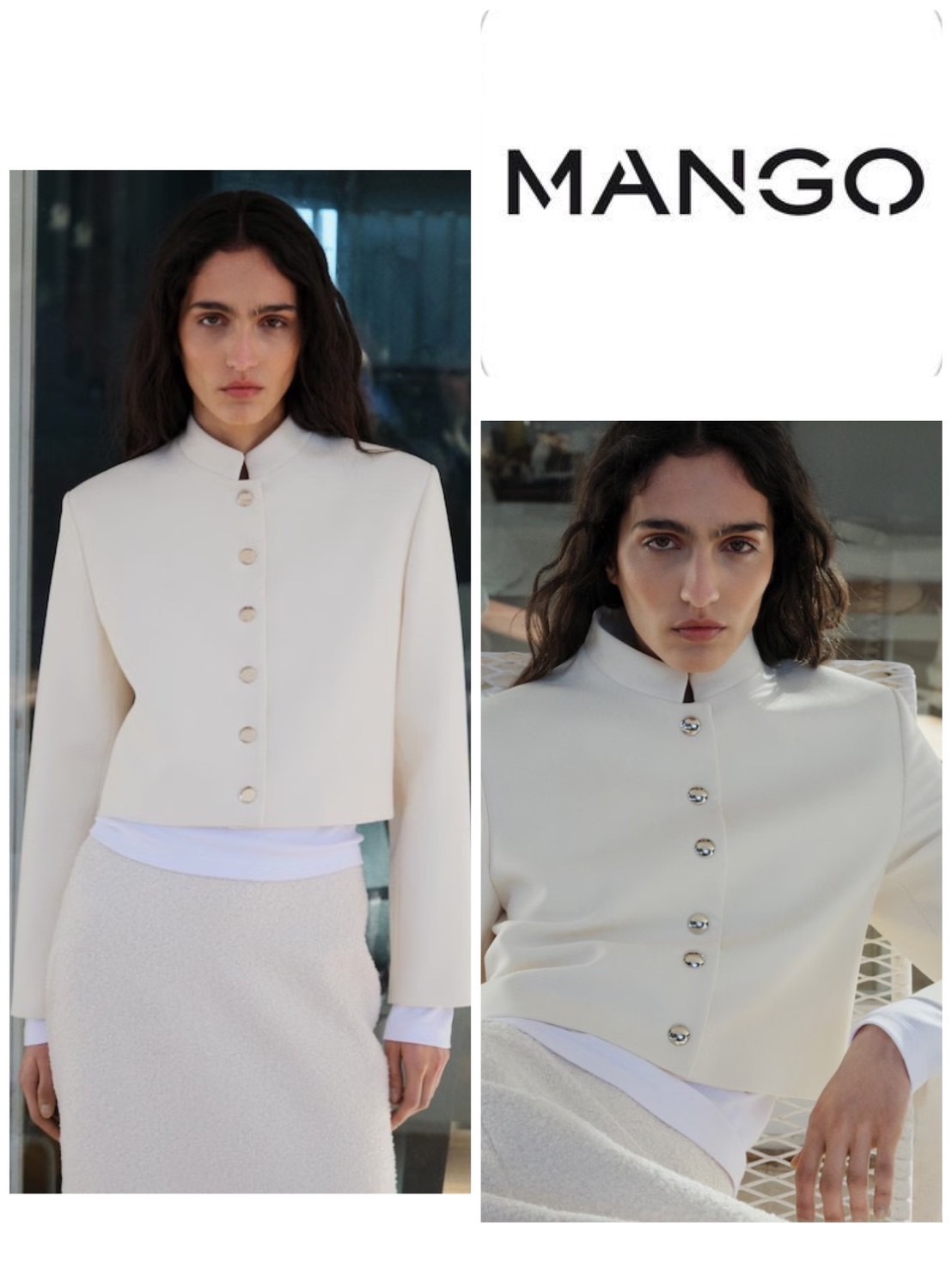スペイン発送 MANGO ストリップネッククロップドジャケット 新作
