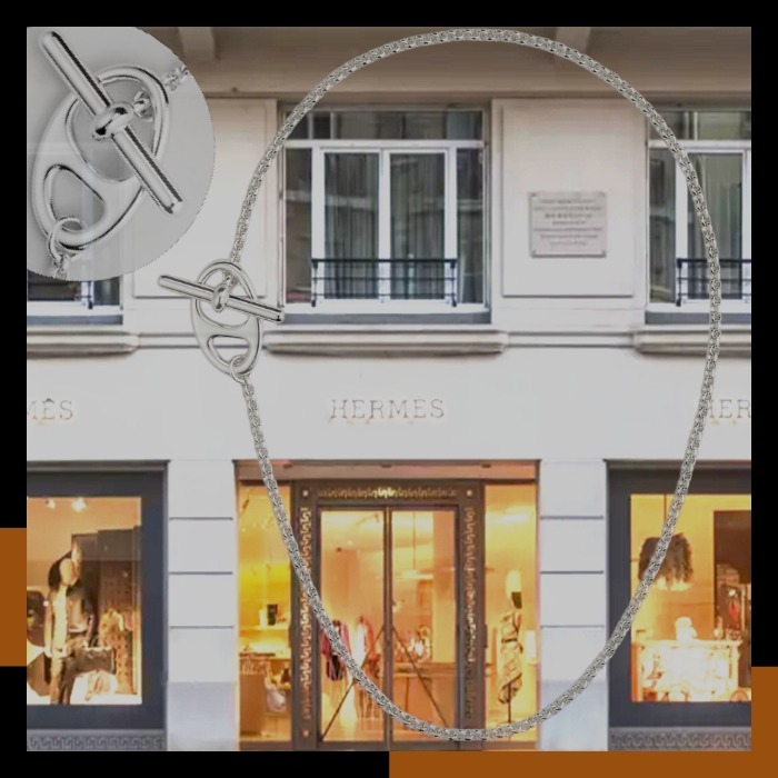 HERMES 最新作 ペンダント お洒落 シルバー Chaine d'ancre Punk