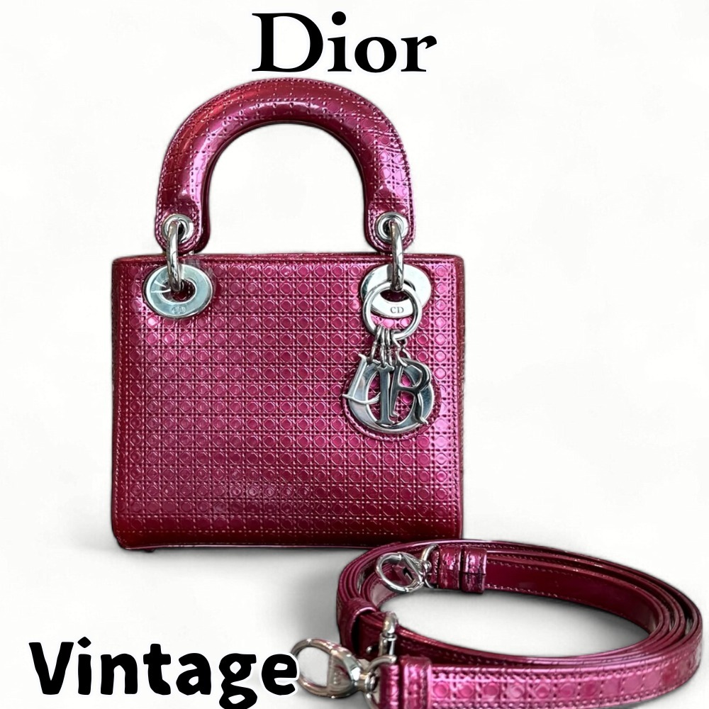 【ヴィンテージ】Rank:S☆Dior Dark Pink Mini Micro-Cannage