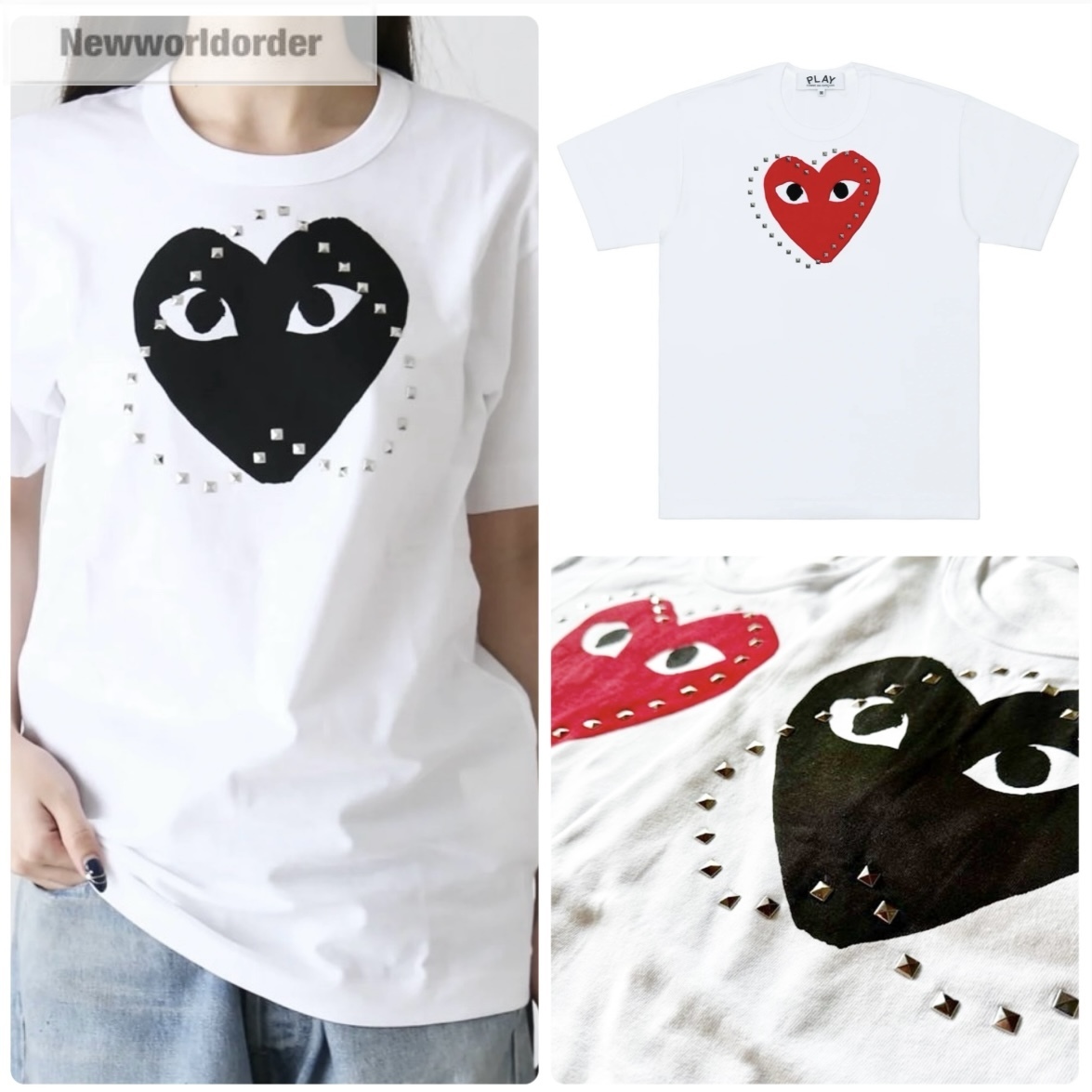 【スタッズハート】プレイコムデギャルソン デザインTシャツ