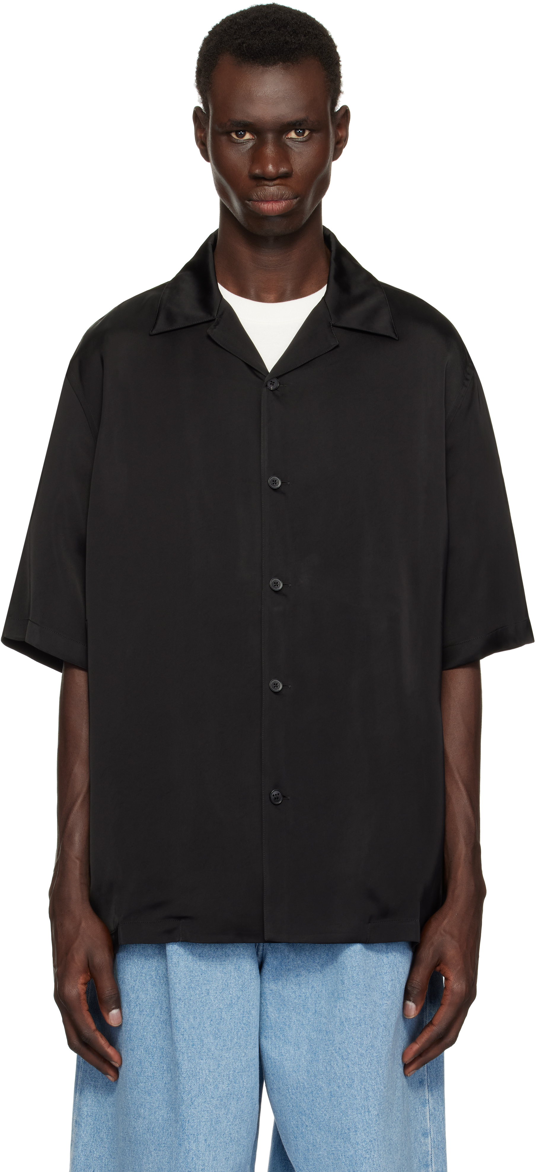 【関税込み】Jil Sander ブラック サテン シャツ