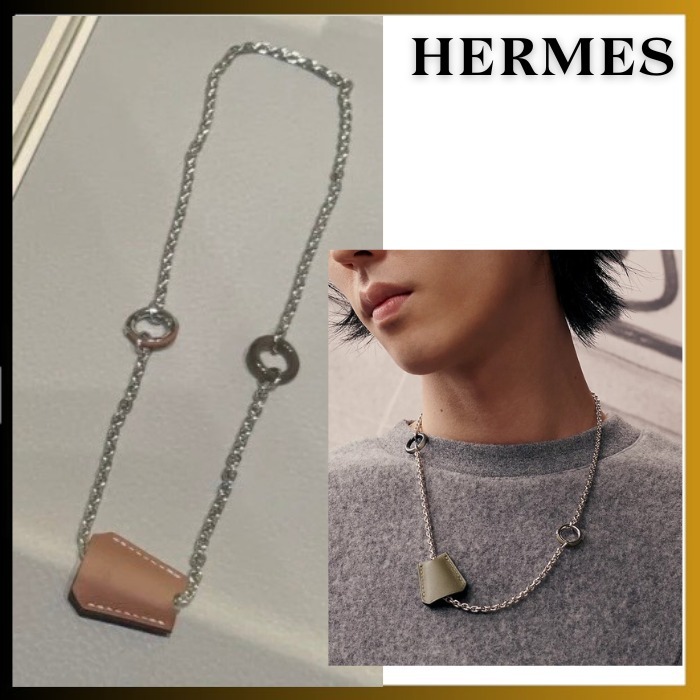 【メタル&レザー /2色】HERMES クロシェット ネックレス
