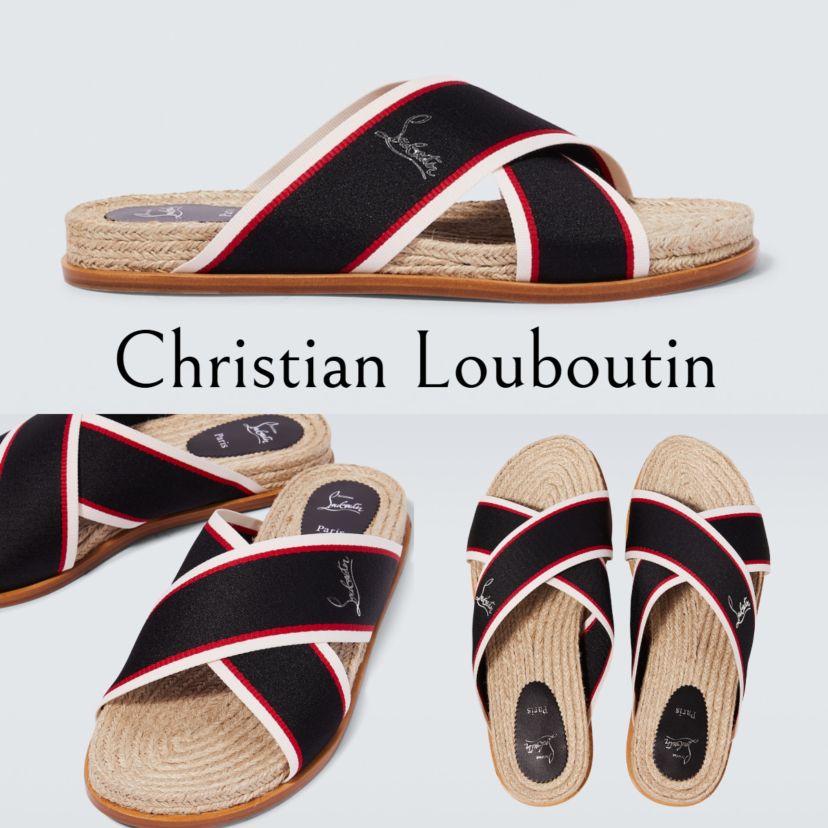 *Christian Louboutin*メンズ フラットサンダル Hot Cross ロゴ