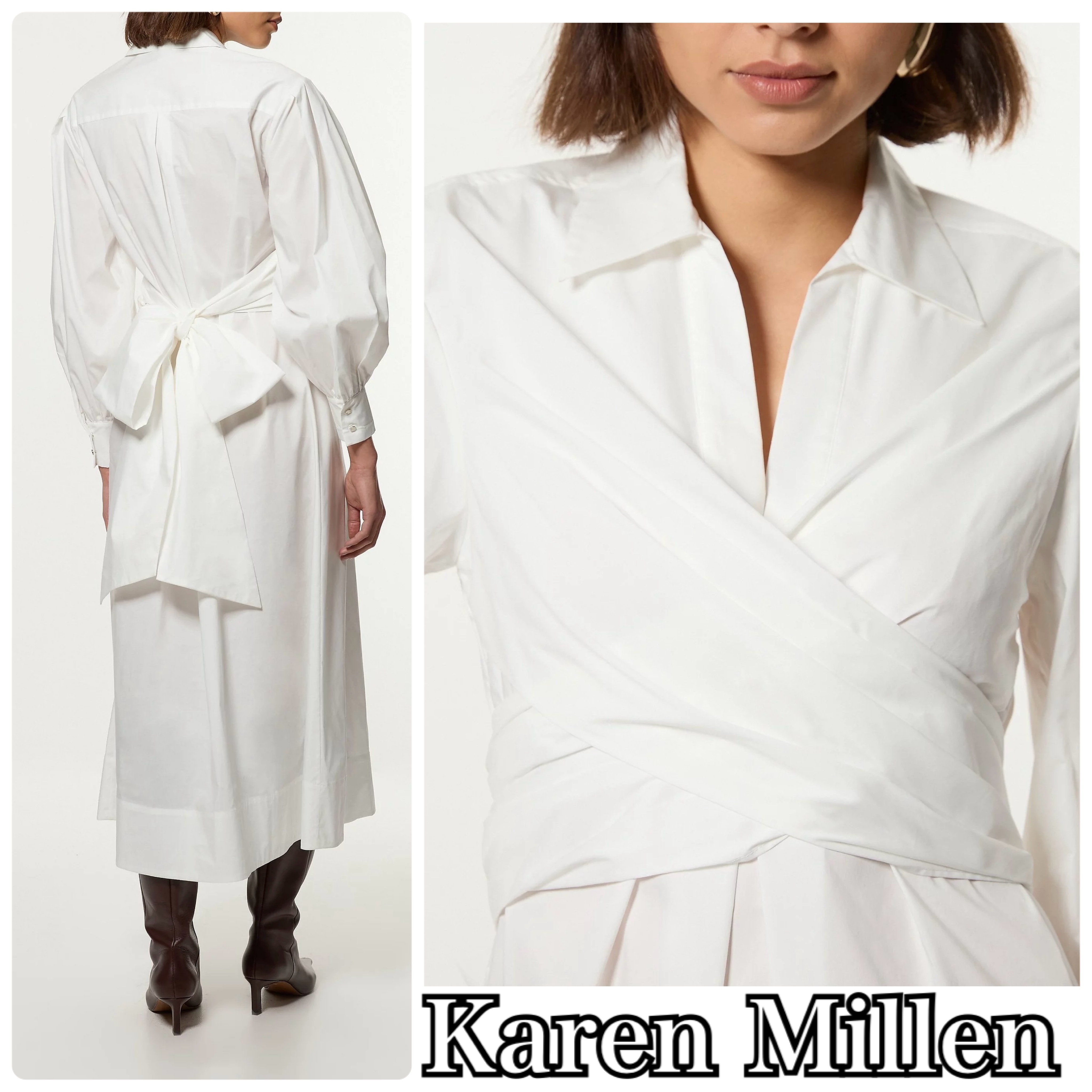 【Karen Millen】コットン ポプリン シャツ ワンピース