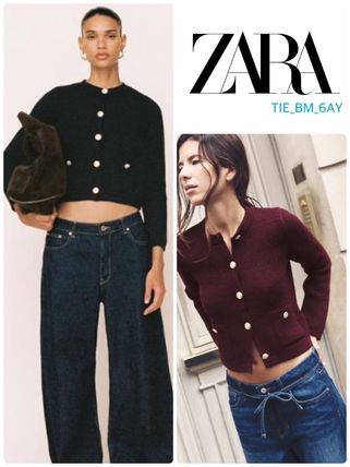 半額 50％OFFの通販 ニット ネイビー（紺）系 カーディガン(レディース ZARA(ザラ) トップス