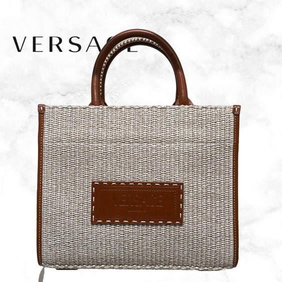 【関税込】 VERSACE アテナ ラフィア スモール トートバッグ