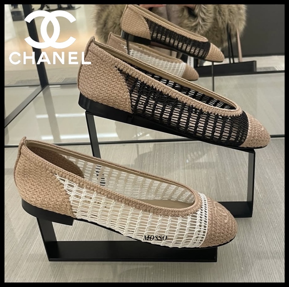 【軽やかでエレガント】CHANEL メッシュ フラットシューズ