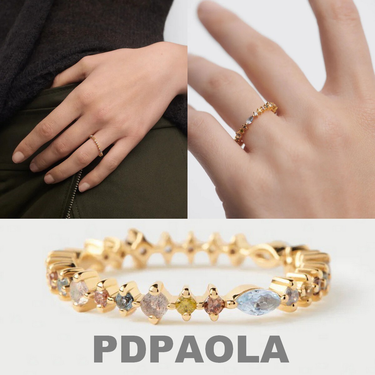 【New!】人気◆PDPAOLA カラフルクォーツ付きリング◆新作LOTUS