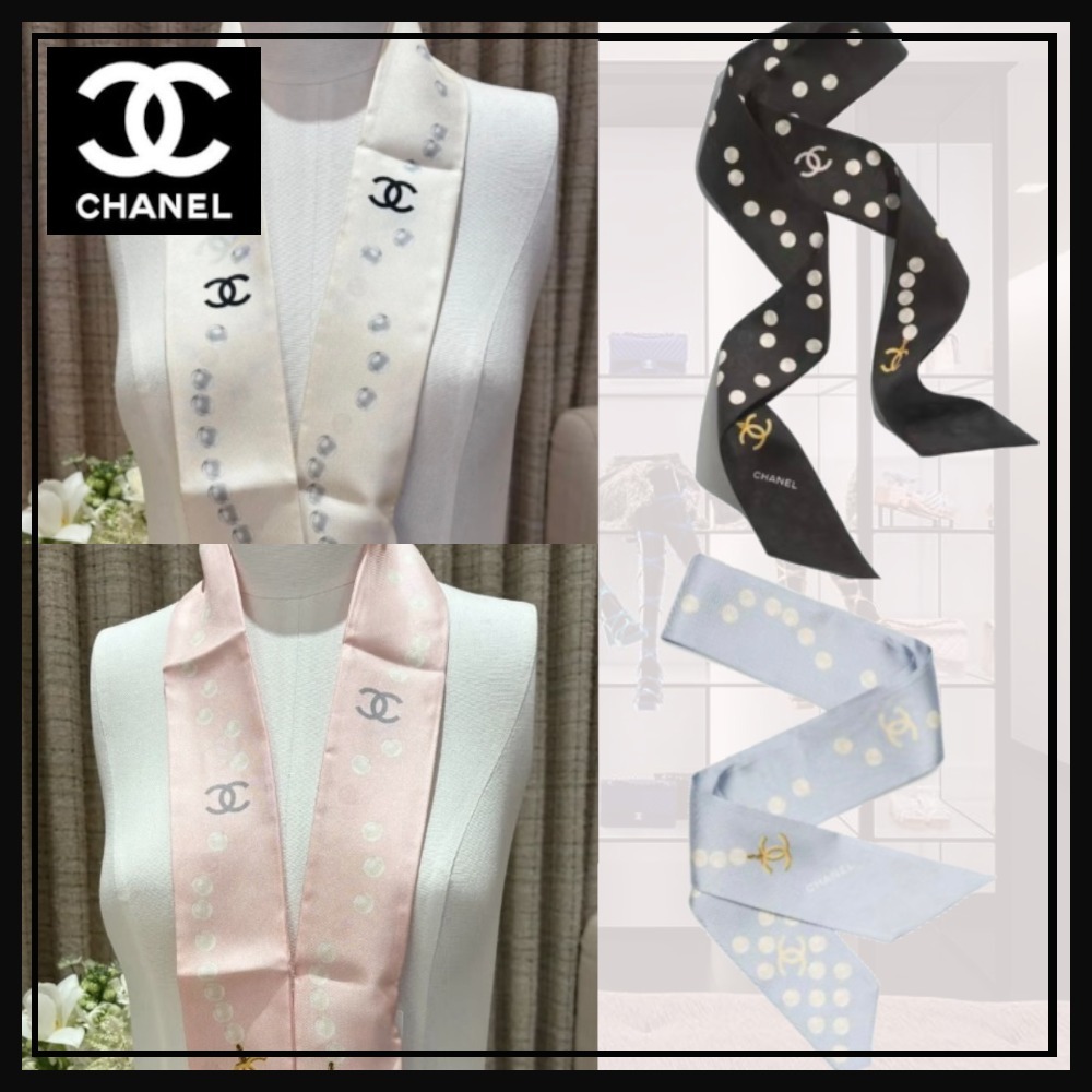 【パールのようなデザインが上品♡】CHANEL ツイリー